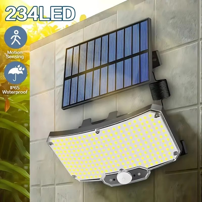 Solar Garden Light - 234LED ไฟพลังงานแสงอาทิตย์กลางแจ้งเซ็นเซอร์ตรวจจับความเคลื่อนไหวซุปเปอร์ไบรท์รีโมทโคมไฟติดผนังรักษาความปลอดภัยกันน้ำลานสวนโรงรถ 1 ~ 2 ชิ้น