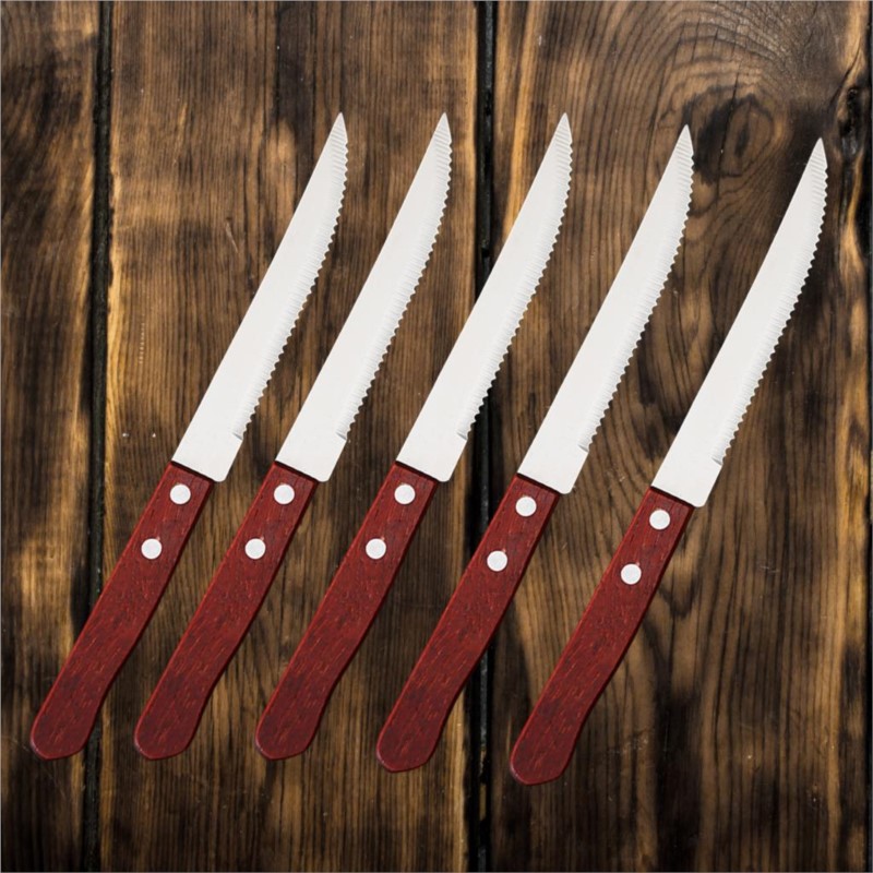 Bamboo Cutlery - 1-20 ชิ้นสแตนเลสสตีลมีดสเต็กไม้ Handle Dinner Sharp มีดสเต็กชุดมีดร้านอาหารตารางมีดชุดอาหารเย็น