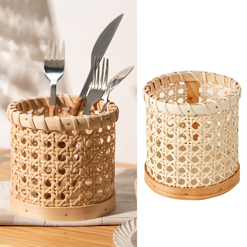 Bamboo Cutlery - ที่วางช้อนส้อม 1 ชิ้น - กล่องเก็บช้อนและตะเกียบอเนกประสงค์, ตะกร้าชั้นวางของ