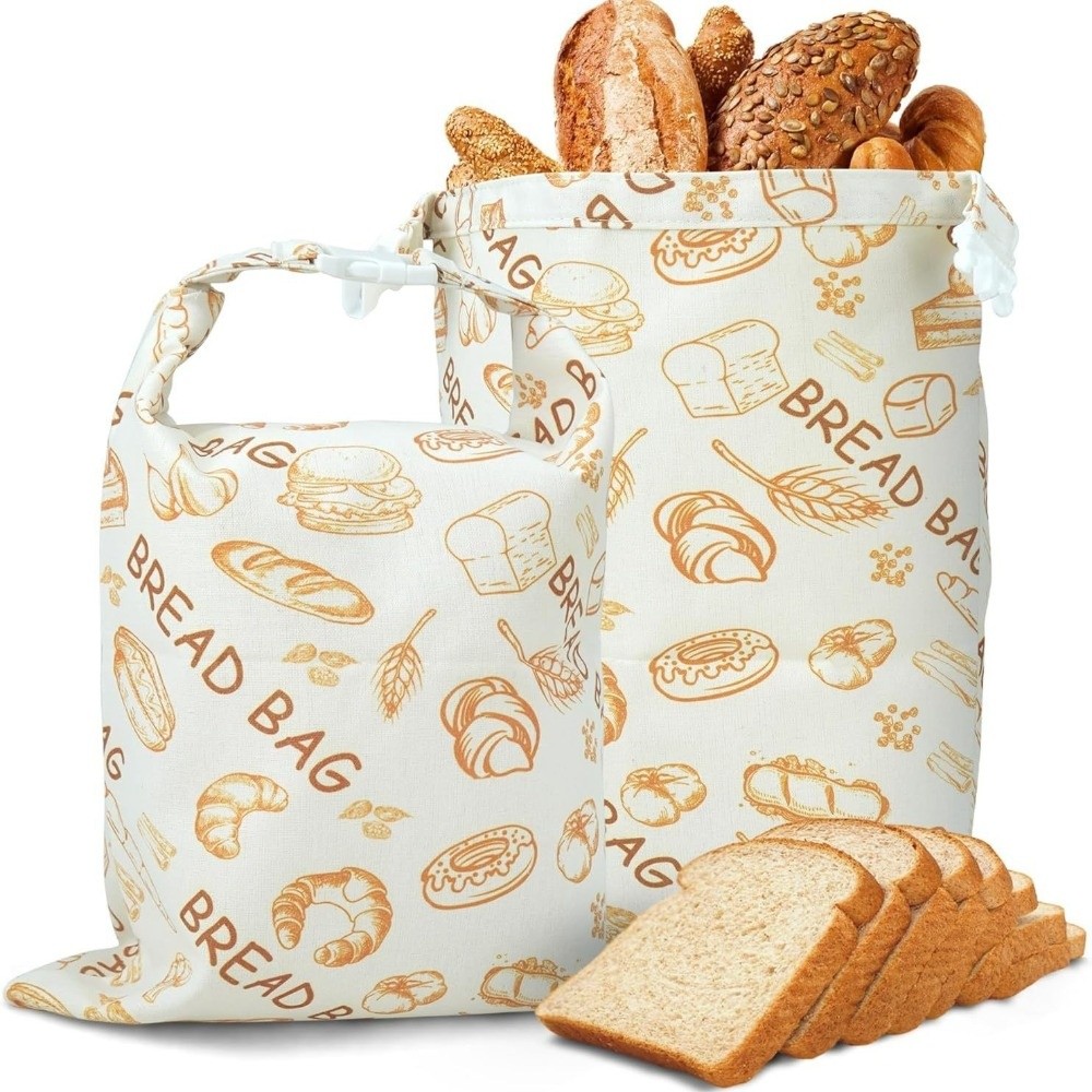 Reusable Bag - ถุงขนมปังเคลือบขี้ผึ้งแบบใช้ซ้ำได้ ทำจากผ้าฝ้าย ช่วยถนอมความสดใหม่ มีซิปปิด ขนาด 43*33