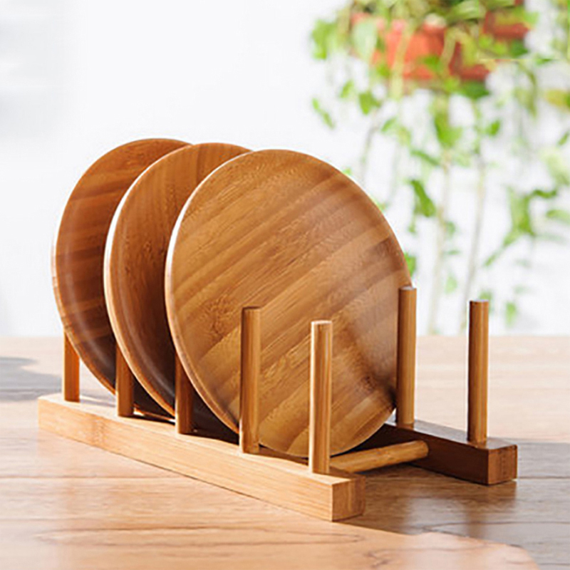 Bamboo Cutlery - ห้องครัวDrainer Rackจานหม้อฝาปิดไม้ไผ่Rackจานแห้งDrainerชั้นวางของPan Cover Stand Kitchen Organizerผู้ถือ