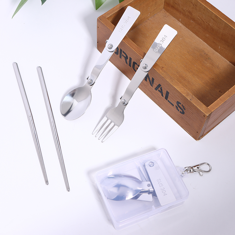 Bamboo Cutlery - ชุดช้อนส้อมสแตนเลสแบบพกพาสำหรับกิจกรรมกลางแจ้ง 1 ชิ้น/3 ชิ้น - ช้อน