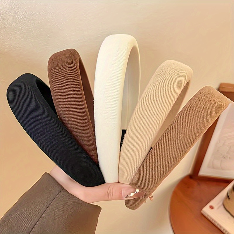 Eco Sponge - ที่คาดผมฟองน้ำสีพื้นแบบเรียบง่ายสำหรับผู้หญิง แฟชั่นสาวๆ ใช้สำหรับล้างหน้า ขอบกว้าง