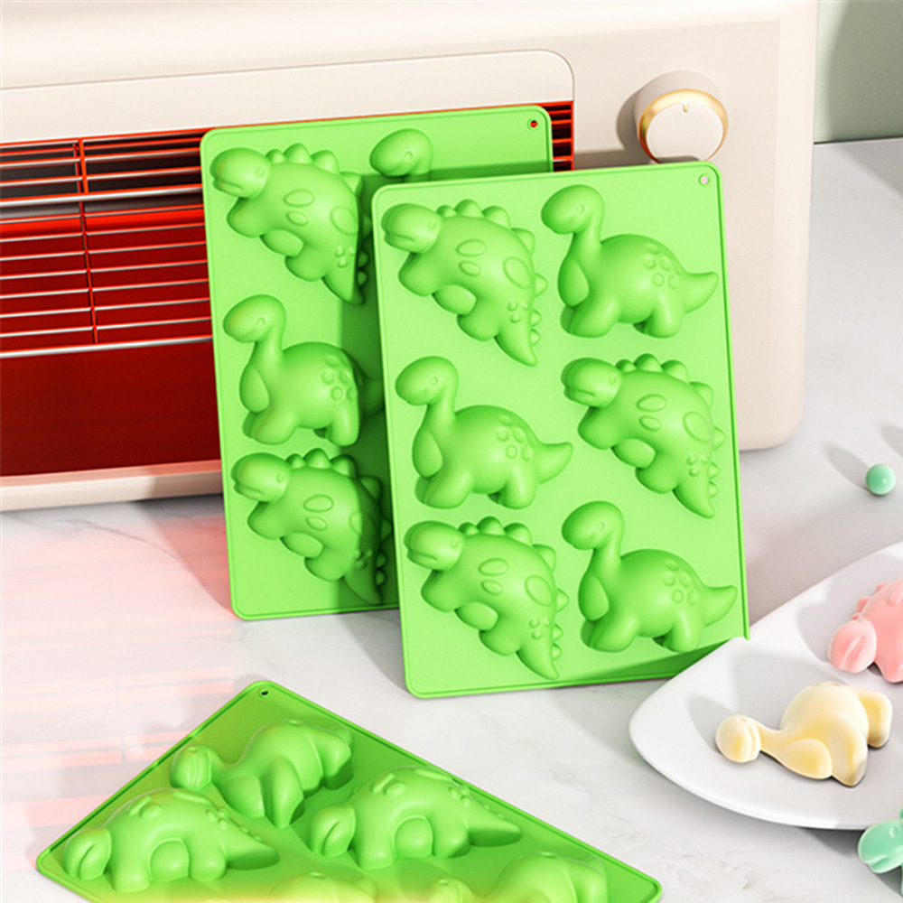 Eco Soap - ไดโนเสาร์ซิลิโคนแม่พิมพ์เค้กช็อกโกแลต Gummies แม่พิมพ์ถาด 6-grid Candy Gummies