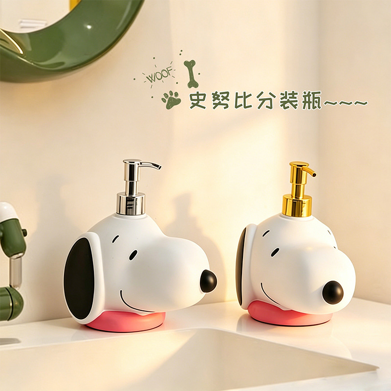 Eco Soap - ขวดจ่ายสบู่การ์ตูนคาวาอิ สนูปปี้ สำหรับห้องน้ำในบ้าน, ที่จ่ายเจลอาบน้ำ, ของตกแต่งโต๊ะ, ของขวัญวันเกิด