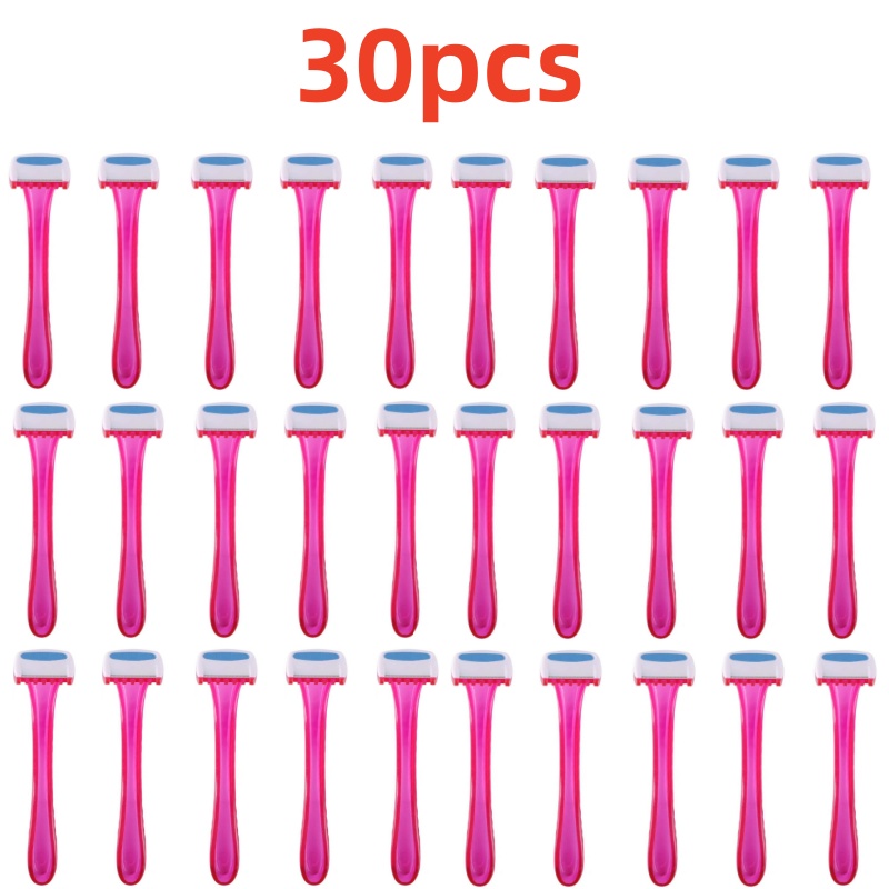 Safety Razor Handle - มีดโกนขนแบบใช้แล้วทิ้งสำหรับผู้หญิง 5-30 ชิ้น ด้ามจับพลาสติกสีชมพู พร้อมหวี สำหรับโกนขนขาและลำตัว