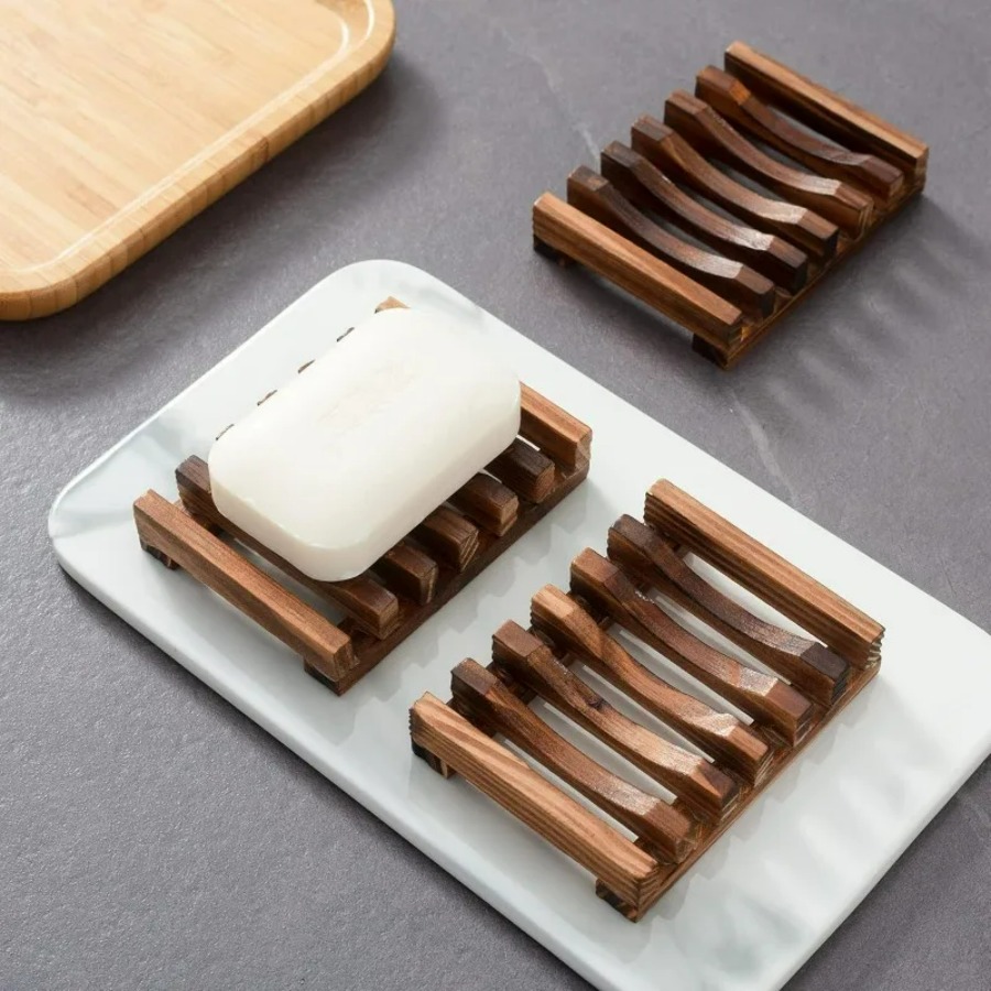 Bamboo Cutlery - ที่วางสบู่ไม้สำหรับห้องอาบน้ำ ดีไซน์ระบายน้ำได้เอง ช่วยให้สบู่แห้งสะอาด ที่วางสบู่ไม้ไผ่ดีไซน์หรู