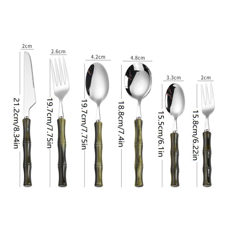 Bamboo Cutlery - ชุดช้อนส้อมสแตนเลส 304 ด้ามไม้ไผ่ พร้อมมีด ส้อม ช้อน