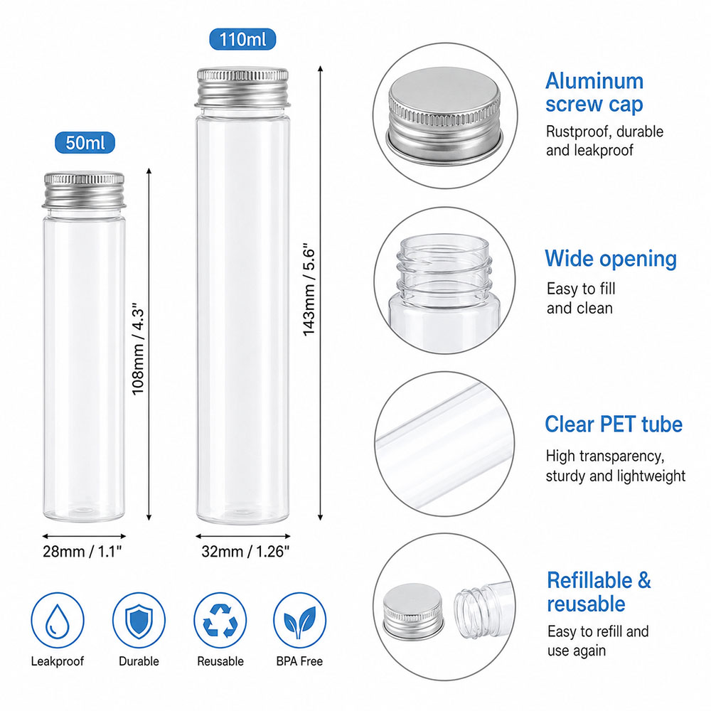 20 ชิ้น 50 มล./100 มล. หลอดใสแ - Reusable Bottle บทวิจารณ์และราคา