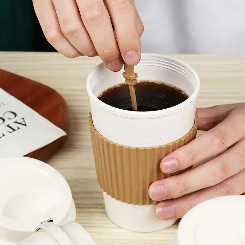 450ML ถ้วยกาแฟพร้อมฝาปิดฟางข้า - Reusable Straw บทวิจารณ์และราคา