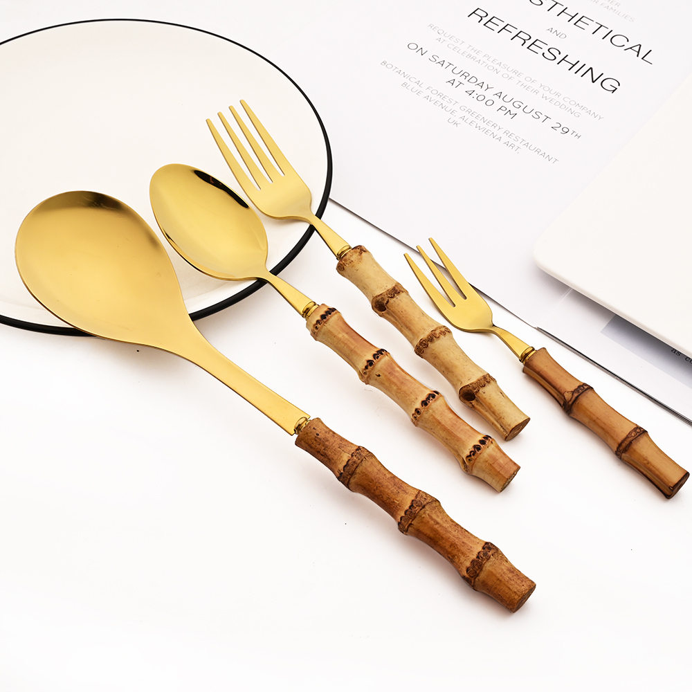 6 ชิ้นทองไม้ไผ่ธรรมชาติ 304 ชุ - Bamboo Cutlery บทวิจารณ์และราคา