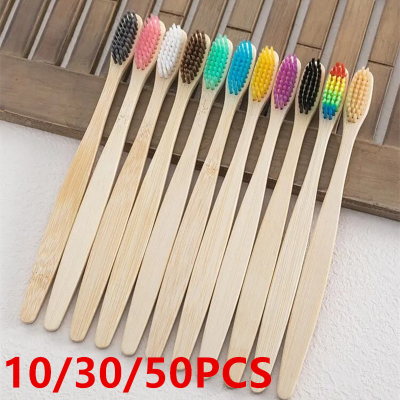 แปรงสีฟันไม้ไผ่ธรรมชาติ 10 แพ็ - Bamboo Toothbrush บทวิจารณ์และราคา