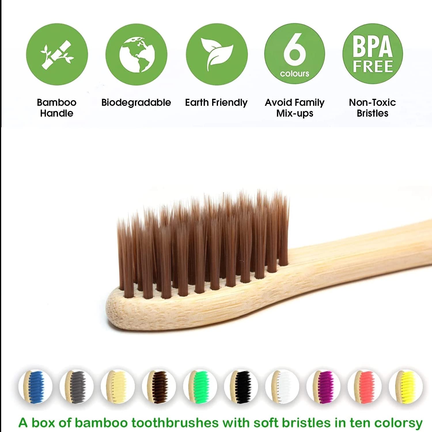 แปรงสีฟันไม้ไผ่ธรรมชาติ 10 แพ็ - Bamboo Toothbrush บทวิจารณ์และราคา