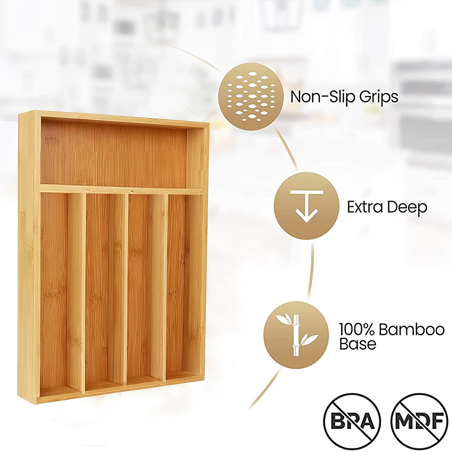 ที่จัดระเบียบลิ้นชักครัวไม้ไผ่ - Bamboo Cutlery บทวิจารณ์และราคา