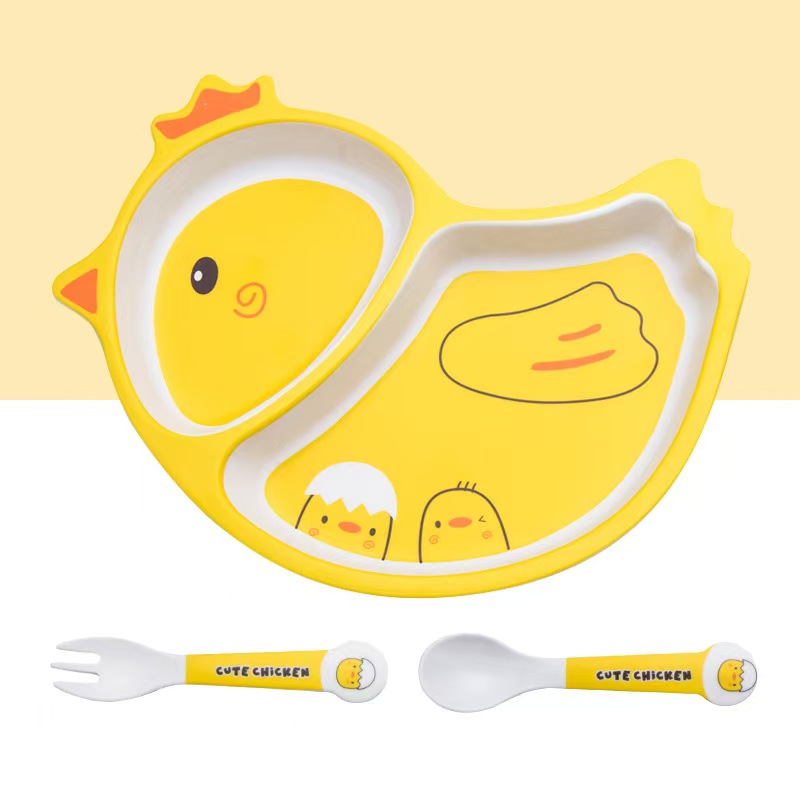 ชุดจานชามใยไผ่ลายการ์ตูนไก่น่า - Bamboo Cutlery บทวิจารณ์และราคา