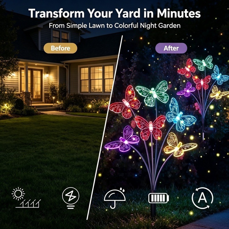 ไฟประดับสวนรูปผีเสื้อพลังงานแส - Solar Garden Light บทวิจารณ์และราคา