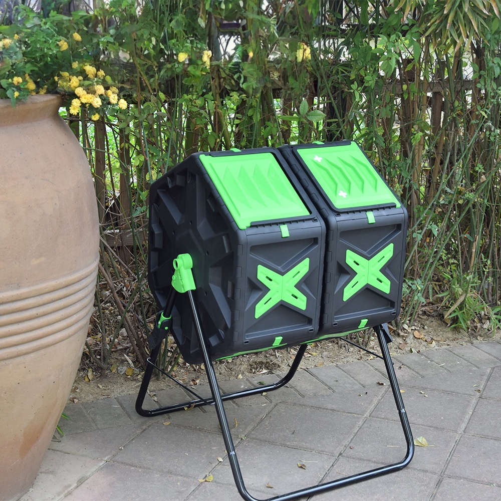 ถังหมักปุ๋ยแบบหมุนสองช่อง คุณภ - Compost Bin บทวิจารณ์และราคา